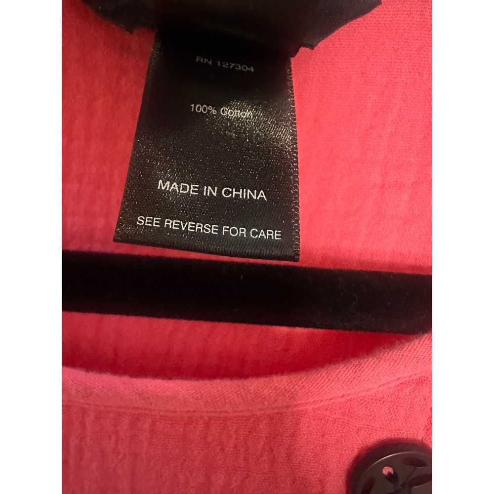 Ali Miles Pink Cotton Gauze Asymmetrical Button Blouse 3/4 Sleeve Petite Medium - Picture 7 of 10